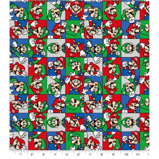 Nintendo® Mario Bros.™ Character Grid Cotton Fabric